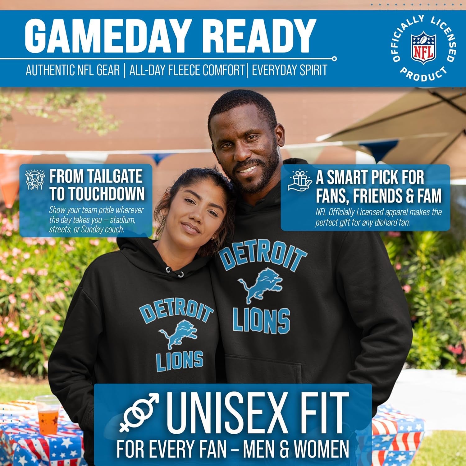NFL Adult Gameday Hooded Sweatshirt - Poly Fleece Cotton Blend - Stay Warm and Represent Your Team in Style