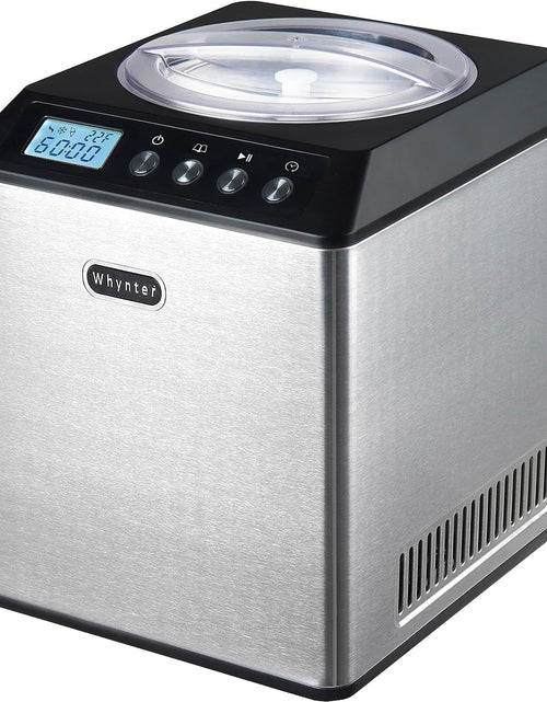 Load image into Gallery viewer, Ice Cream Maker Machine Automatic 2.1 Qt. Upright with Built-In Compressor, LCD Digital Display &amp; Timer, No Pre-Freezing, ICM-201SB, Stainless Steel

