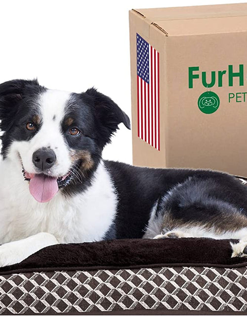 Load image into Gallery viewer, Pillow Dog Bed for Large/Medium Dogs W/ Removable Bolsters &amp; Washable Cover - Plush &amp; Woven Decor Comfy Couch Sofa - Diamond Brown, Large
