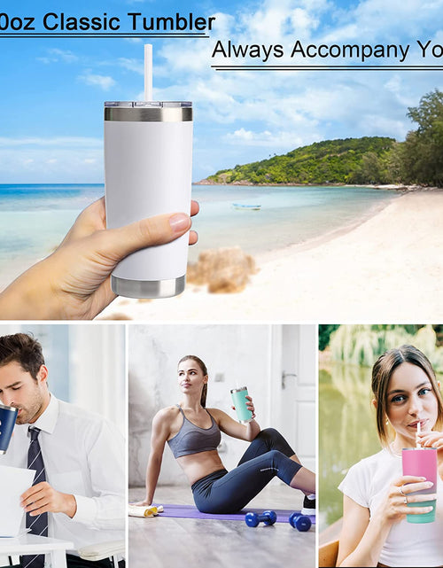 Load image into Gallery viewer, 20Oz Tumbler with Lid and Straw, Stainless Steel Vacuum Insulated Water Coffee Tumbler Cup, Double Wall Powder Coated Spill-Proof Travel Mug Thermal Cup for Home Outdoor (Navy Blue, 1 Pack)
