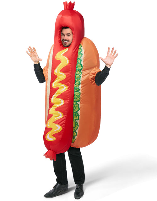 Load image into Gallery viewer, Adult Inflatable Costume, Full Body Hot Dog Inflatable Costume, Food Themed Halloween Costume, Perfect for Halloween Role Playing Party
