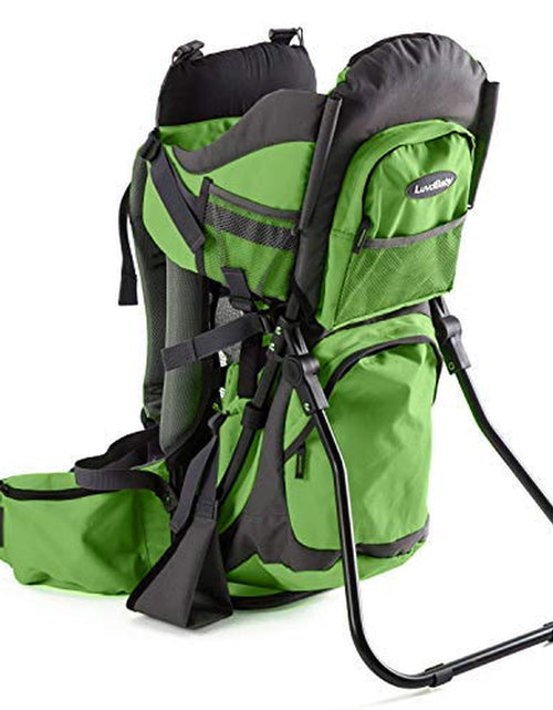 Load image into Gallery viewer, Hiking Baby Carrier Backpack - Comfortable Toddler/Baby Backpack Carrier System with Diaper Change Pad, Insulated Pocket + Rain and Sun Hood to Protect Your Child

