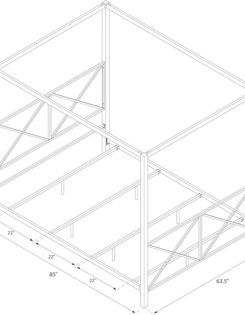 Load image into Gallery viewer, Rosedale Metal Canopy Bed Frame with Four Poster Design and Geometric Accented Headboard and Footboard, Underbed Storage Space, Queen, Gold
