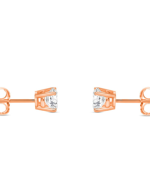 Load image into Gallery viewer, 3/4 Ct round Lab Created Grown Diamond Earrings 14K Rose Gold F/VS Basket Push
