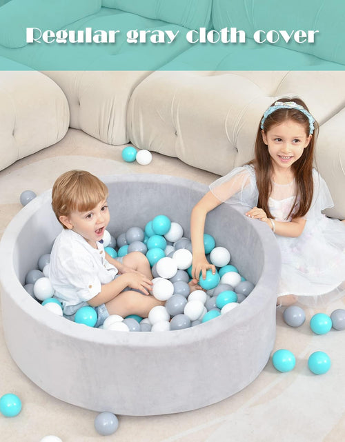 Load image into Gallery viewer, Airwitty Ball Pit with 2Pcs Covers- Fun Santa, Sleigh, Coming down Chimney &amp; Leaving Presents. Soft, Thick Foam, Machine Washable (Balls Not Included) , Anti-Wrinkle for Babies(Gray + Blue Christmas)
