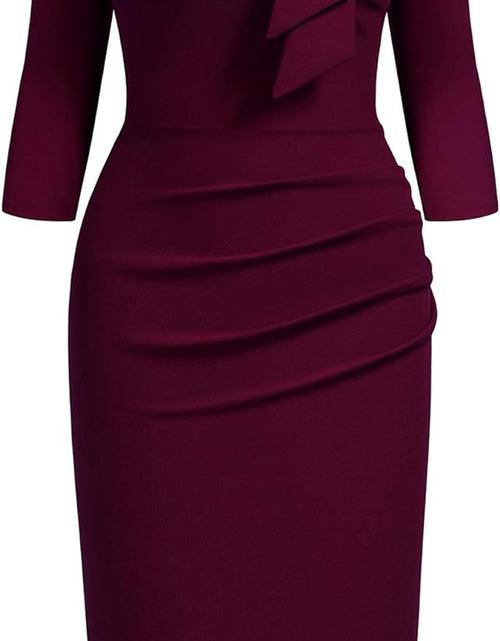 Load image into Gallery viewer, Women&#39;S Retro Half Collar Ruffle 2/3 Sleeve Cocktail Pencil Dress
