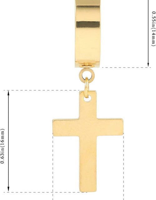 Load image into Gallery viewer, Pendientes De Cruz De Acero Inoxidable Para Hombres Y Mujeres Pendientes De Aro
