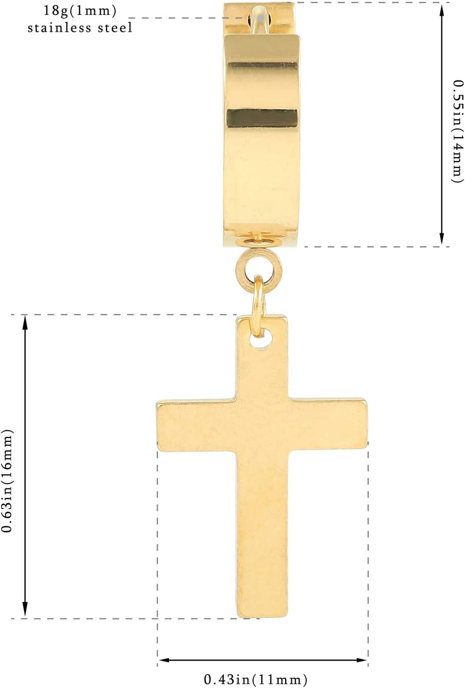Pendientes De Cruz De Acero Inoxidable Para Hombres Y Mujeres Pendientes De Aro