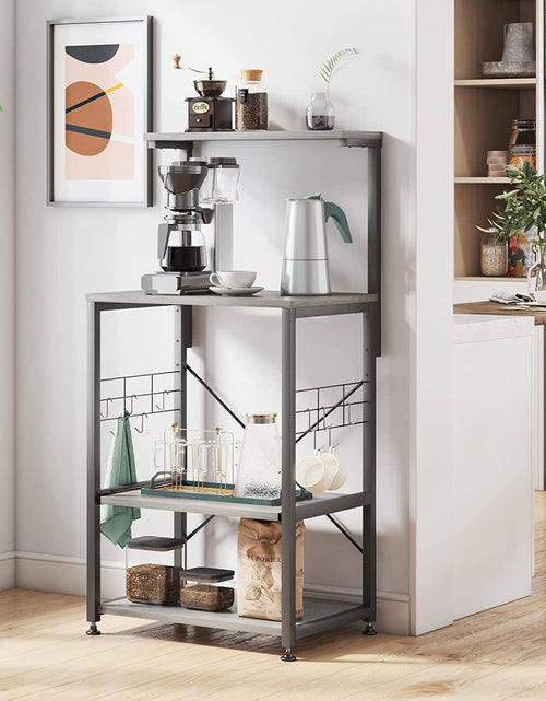 Load image into Gallery viewer, Kitchen Bakers Rack Microwave Stand Kitchen Cart on Wheels Utility Storage Shelf with 10 Side Hooks Kitchen Organizer Shelves with Adjustable Feet
