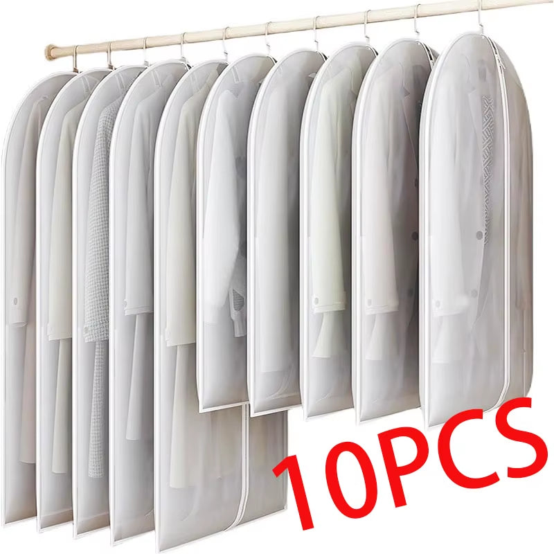 Clothes Hanging Dust Cover Wedding Dress Cover Suit Coat Storage Bag Transparent Fully Enclosed Clothes Cover with Zipper