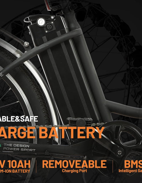 Load image into Gallery viewer, Citycruiser Electric Bike 26&quot; E Bike 350W Motor Bicycles Removable 36V 10AH Lithium Battery Commute Step-Through Ebike Moped for Adults with Basket Shimano 7 Speed Gears
