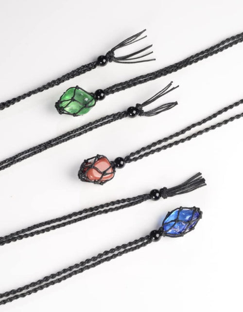 Load image into Gallery viewer, 18 PCS Crystal Cage Necklace Holder Necklace Cord Empty Stone Holder Hand-Woven
