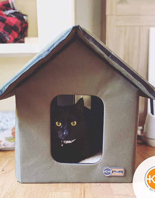 Load image into Gallery viewer, Outdoor Cat House for outside Pets, Weatherproof Outdoor Cat House for Ferals, Insulated Kitty Shelter, 2 Doors, Waterproof Removable Floor Pad, Unheated - Olive/Olive
