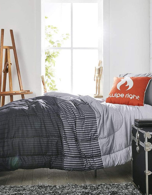 Load image into Gallery viewer, Preferred Dorm Essentials Value Pack - 23 Piece Twin XL Set | Twin XL | Comforter, Sheets, Pad, Topper, Towels, Organization, Storage | Preston Black and Gray | Graphic Black, Gray and White
