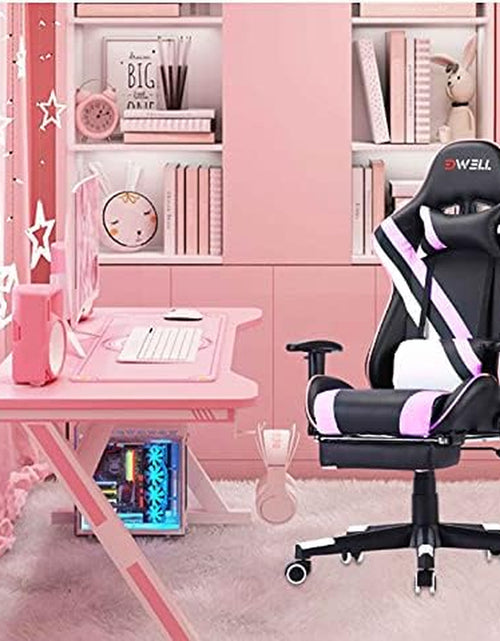 Load image into Gallery viewer, Pink Gaming Chair,Computer Chair,Gaming Chair with Footrest,Adjustable Gamer Chair with Headrest and Lumbar Support,Pu Leather Gaming Chair for Adults,Ergonomic Design
