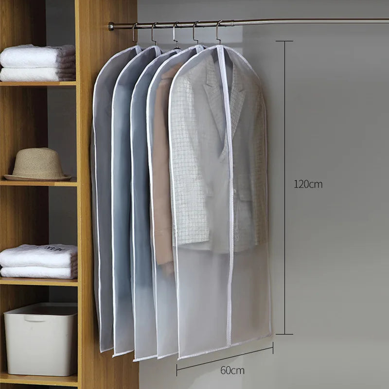 Clothes Hanging Dust Cover Wedding Dress Cover Suit Coat Storage Bag Transparent Fully Enclosed Clothes Cover with Zipper