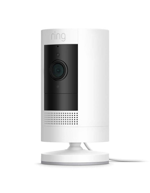 Load image into Gallery viewer, Stick up Cam Plug-In | Weather-Resistant Outdoor Camera, Live View, Color Night Vision, Two-Way Talk, Motion Alerts, Works with Alexa | White
