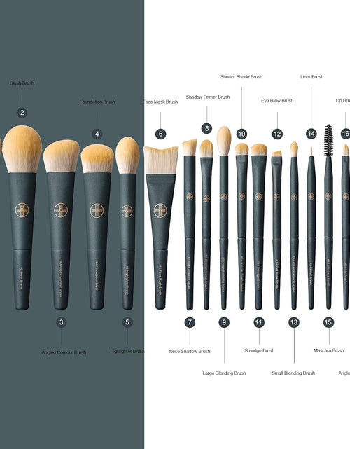 Load image into Gallery viewer, Makeup Brushes 18Pcs Professional Makeup Brush Travel Set with Eco Cylinder 2Cups Holder, Premium Synthetic Foundation Powder Concealer Blush Blending Eye Lip Brush Kit - Cruelty Free
