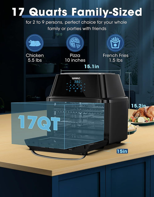 Load image into Gallery viewer, Air Fryer Oven 17-Quart,  1800W Countertop Air Fryer Toaster Oven Combo with Rotisserie &amp; Dehydrator, Digital Controls, 8 Presets, Rich Accessories &amp; Cookbook (40+ Recipes), ETL Certified
