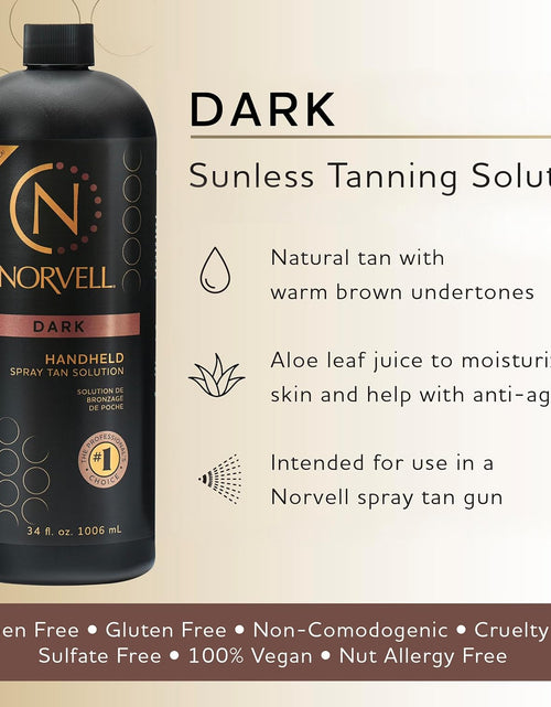 Load image into Gallery viewer, Premium Spray Tan Solution Dark 34 Fl Oz – Professional Sunless Tanning Formula for Deep Natural Bronze, Streak-Free, Fast-Drying, Long-Lasting Sunless Color
