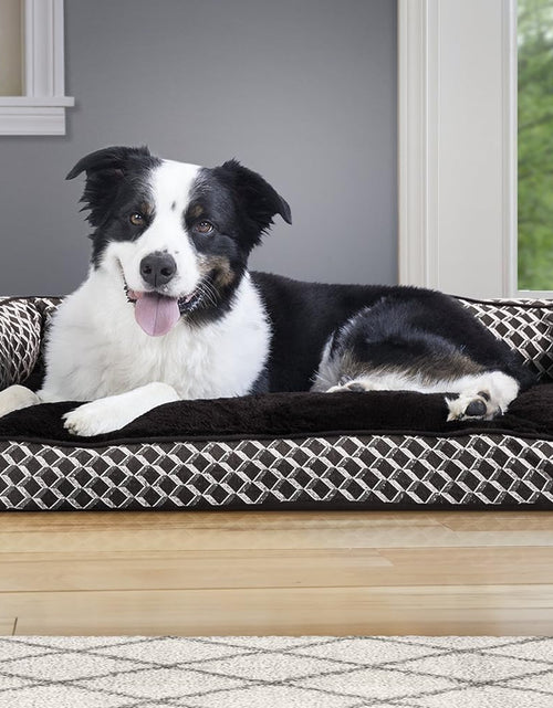 Load image into Gallery viewer, Pillow Dog Bed for Large/Medium Dogs W/ Removable Bolsters &amp; Washable Cover - Plush &amp; Woven Decor Comfy Couch Sofa - Diamond Brown, Large
