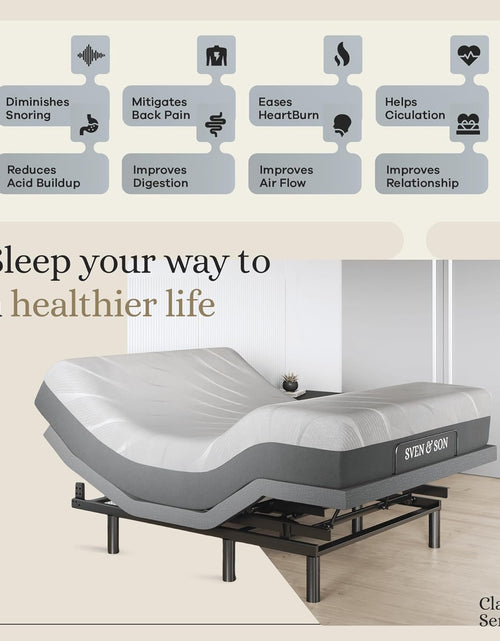 Load image into Gallery viewer, Harmony Adjustable Bed Base, Head and Foot Lift, Massage, Under-Bed Lights, USB, Gel Memory, Zero Gravity Smart Frame - Queen + 14 Inch Hybrid Spring Matt (Medium Soft)
