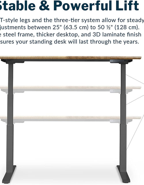Load image into Gallery viewer, Electric Standing Desk - 60X30 desk, Adjustable Height Stand up Computer Desk - Dual Motor with Memory Presets, Stable T-Style Legs- Home Office Essentials - Reclaimed Wood
