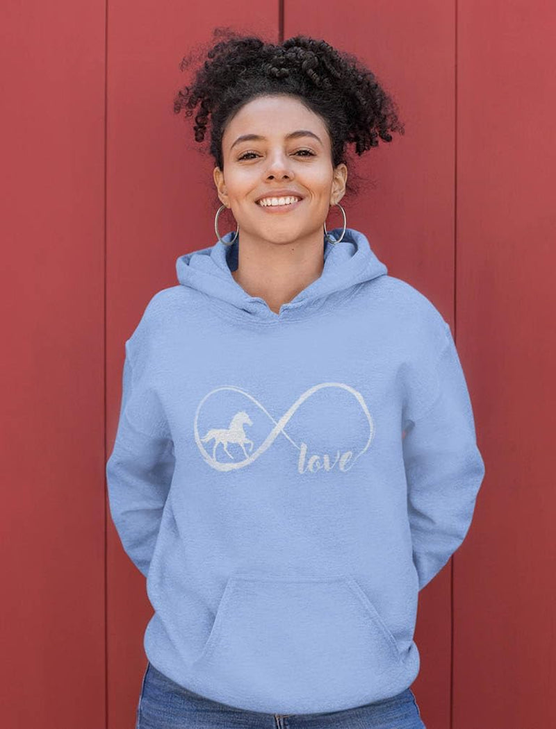 Infinity Love Horse Hoodie for Women and Teen Girls Equestrian Horseback Riding Gift Idea Sweatshirt with Horses