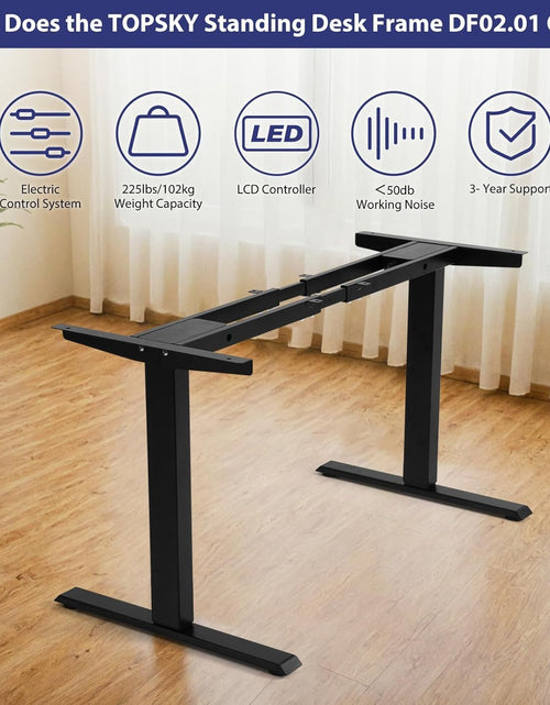 Load image into Gallery viewer, Dual Motor Electric Adjustable Standing for up to 70.8”X31.5” Table Tops, 225 Lbs Weight Capacity, Computer Desk for Home and Office (Grey Frame Only)
