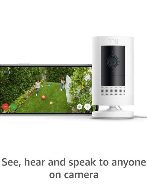 Load image into Gallery viewer, Stick up Cam Plug-In | Weather-Resistant Outdoor Camera, Live View, Color Night Vision, Two-Way Talk, Motion Alerts, Works with Alexa | White
