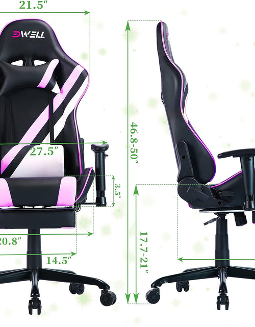 Load image into Gallery viewer, Pink Gaming Chair,Computer Chair,Gaming Chair with Footrest,Adjustable Gamer Chair with Headrest and Lumbar Support,Pu Leather Gaming Chair for Adults,Ergonomic Design

