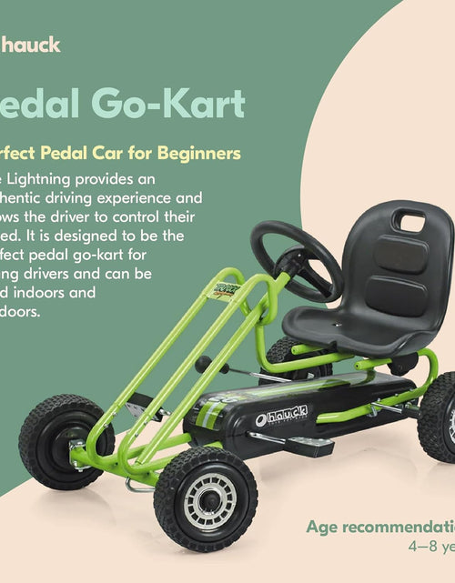 Load image into Gallery viewer, Kids Pedal Go Kart, 4 Wheel Bike Cart, Ages 4-8, Lightning Ride, Race Green - Outdoor Bicycle Karts with Plastic Wheels for Boys and Girls
