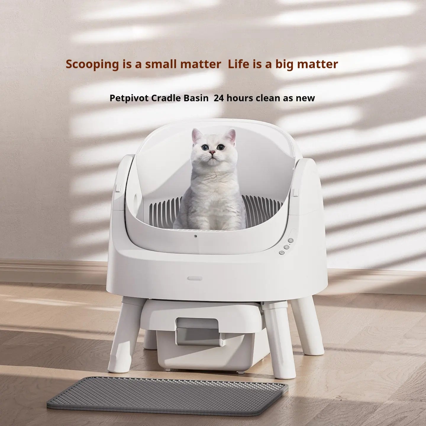 Open Automatic Self-Cleaning Litter Box (White)