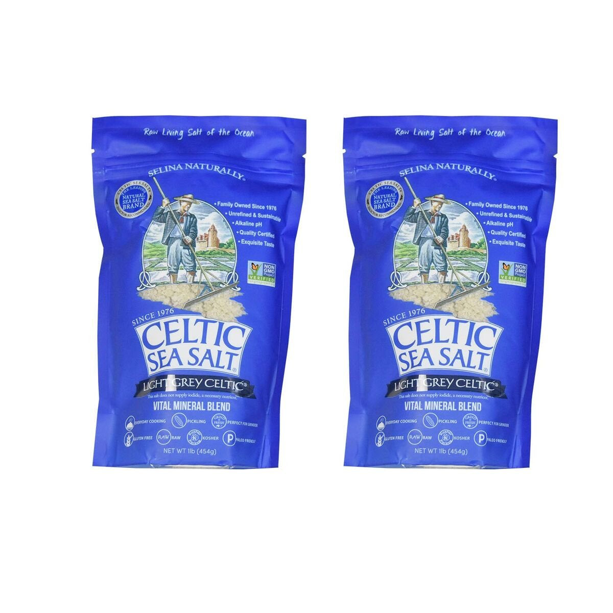 Light Grey  Resealable Bags Â€“ Additive-Free, Delicious Sea Salt, Perfect for Cooking, Baking and More - Gluten-Free, Non-Gmo Verified, Kosher and Paleo-Friendly, 16 Ounce (Pack of 2)