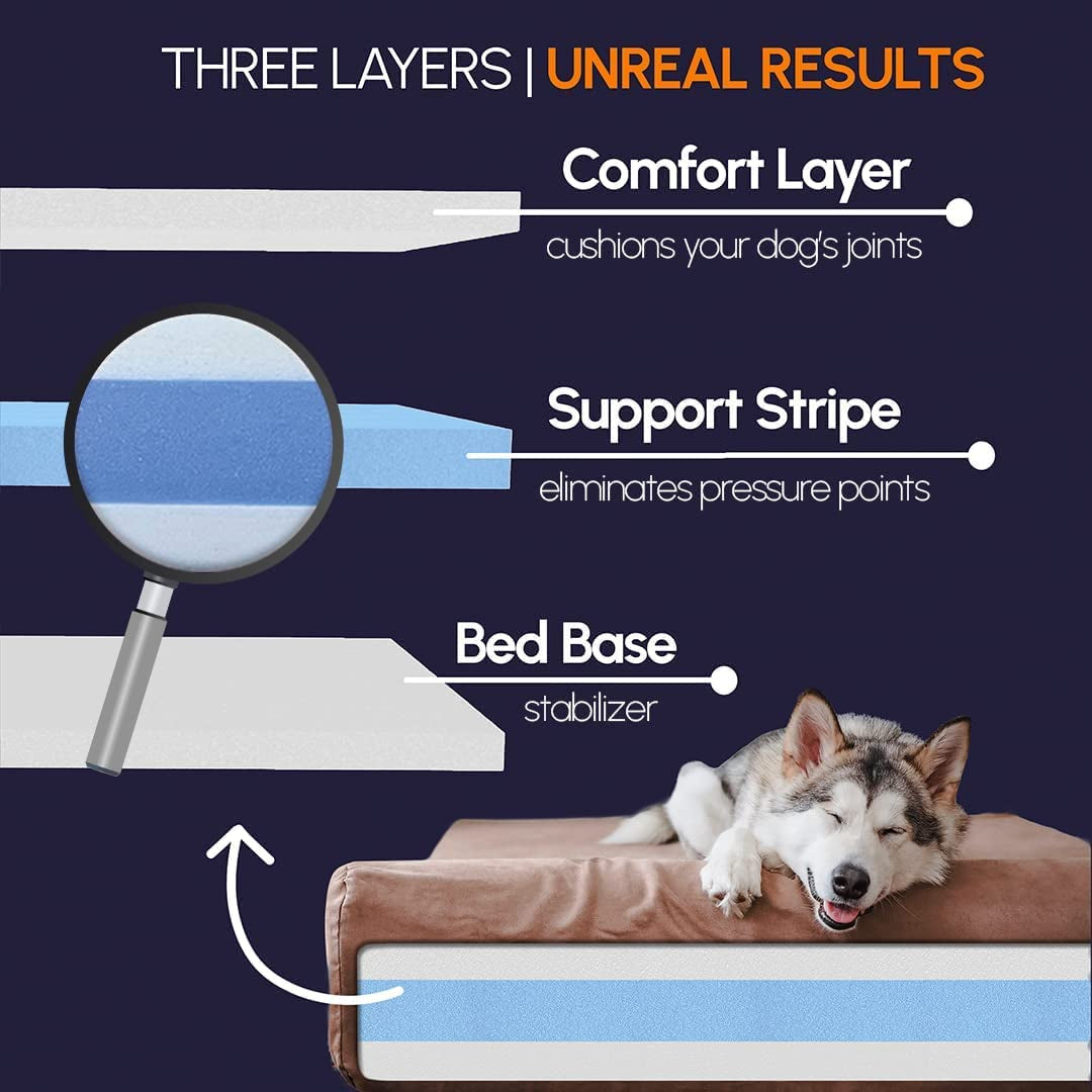 Barker Beds Giant Orthopedic Dog Bed for Large Dogs - 7" Thick Washable XL Mattress with Microsuede Cover - Durable Big Dog Bed - Water-Resistant, Machine Washable - Made in USA (Burgundy)