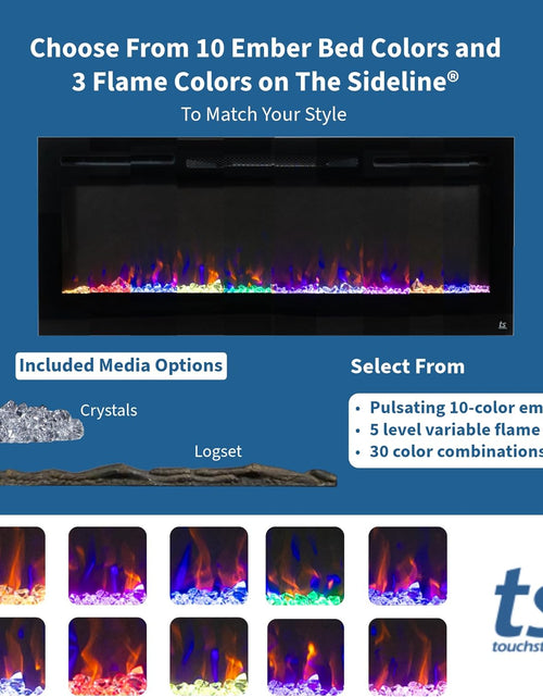 Load image into Gallery viewer, Smart Electric Fireplace-The Sideline 36&quot; Wide-In Wall Recessed - 30 Realistic Ember Color/Flame Options - 1,500W Heater W/Thermostat - Log &amp; Crystal Hearth Options - Alexa/Wifi Enabled
