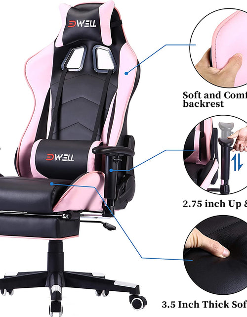 Load image into Gallery viewer, Pink Gaming Chair Ergonomic Computer Chair,Office Chair Gaming Massage Chair Gaming Chair with Footrest(Pink)
