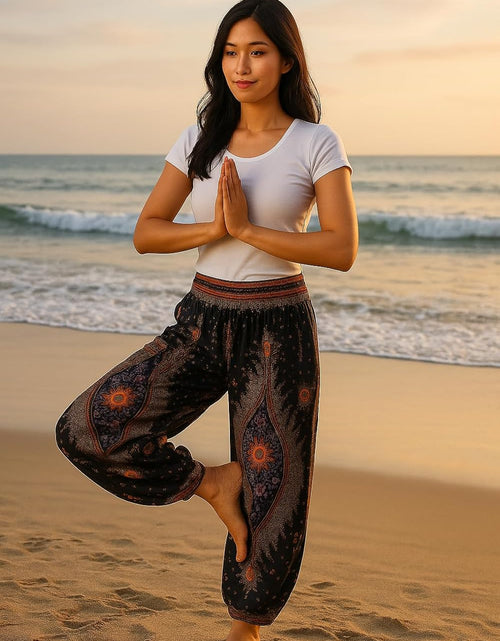 Load image into Gallery viewer, Women&#39;S Smocked Waist Boho Flowy Yoga Harem Pants Hippie Clothes
