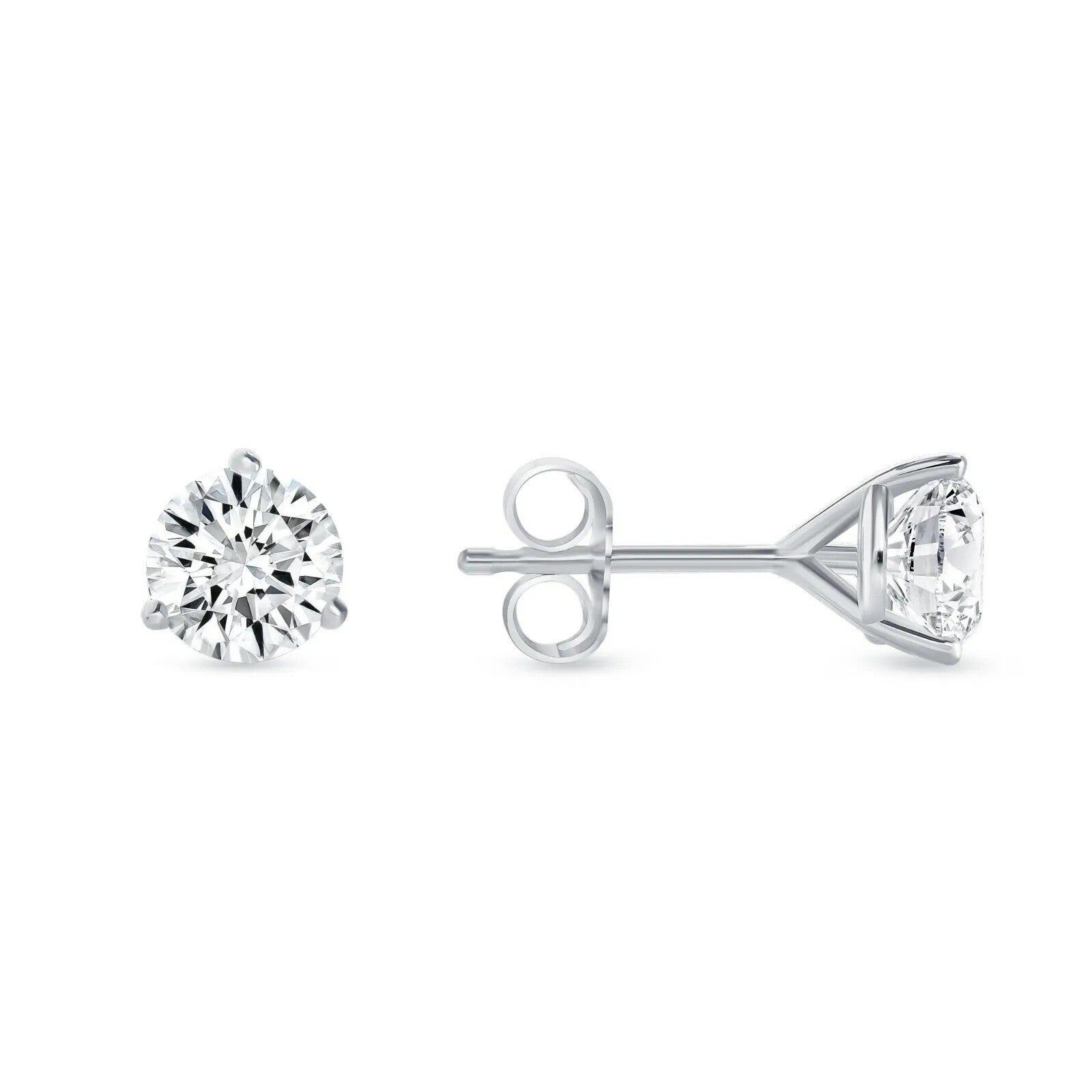 1 Ct round Lab Created Grown Diamond Earrings 14K White Gold F/VS Martini Push