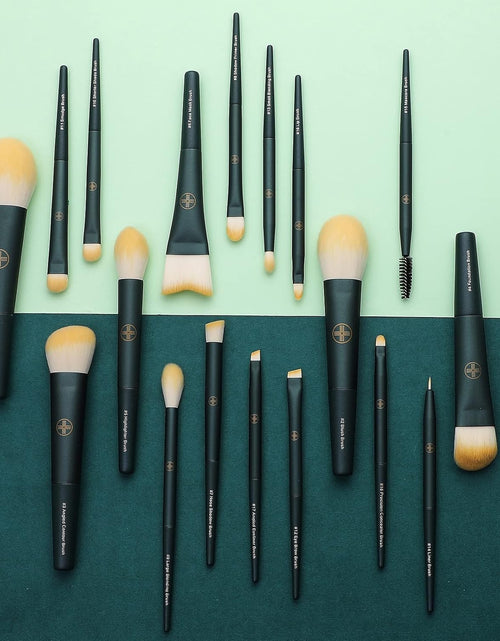Load image into Gallery viewer, Makeup Brushes 18Pcs Professional Makeup Brush Travel Set with Eco Cylinder 2Cups Holder, Premium Synthetic Foundation Powder Concealer Blush Blending Eye Lip Brush Kit - Cruelty Free
