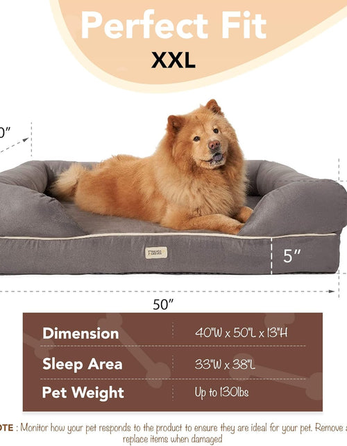 Load image into Gallery viewer, Chester Xx-Large Dog Bed - Orthopedic Memory Foam Mattress, Calming Couch Bed, Wall Rim Pillow, Water Resistant Liner, Washable Cover, Non-Slip Bottom, Grey
