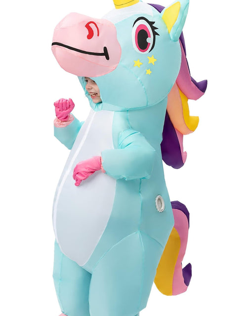 Load image into Gallery viewer, Inflatable Costume for Kids, Full Body Unicorn Costume, Unicorn Air Blown Costume, Unicorn Halloween Costume for Boys and Girls Dress up Party
