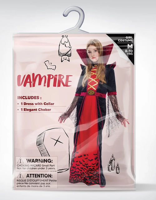 Load image into Gallery viewer, Royal Vampire Costume for Girls, Halloween Gothic Victorian Vampiress Queen Costume for Fancy Party Dress up Cosplay
