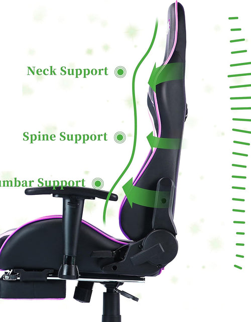Load image into Gallery viewer, Pink Gaming Chair,Computer Chair,Gaming Chair with Footrest,Adjustable Gamer Chair with Headrest and Lumbar Support,Pu Leather Gaming Chair for Adults,Ergonomic Design
