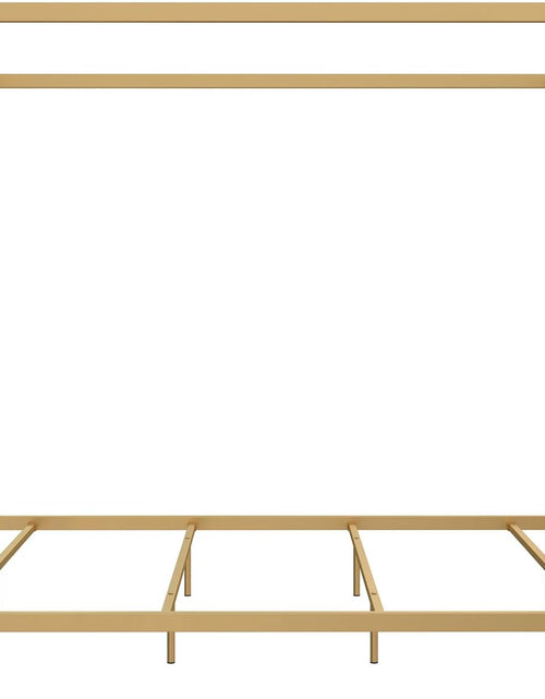 Load image into Gallery viewer, Rosedale Metal Canopy Bed Frame with Four Poster Design and Geometric Accented Headboard and Footboard, Underbed Storage Space, Queen, Gold
