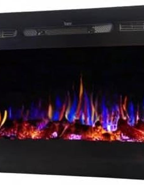 Load image into Gallery viewer, Smart Electric Fireplace-The Sideline 36&quot; Wide-In Wall Recessed - 30 Realistic Ember Color/Flame Options - 1,500W Heater W/Thermostat - Log &amp; Crystal Hearth Options - Alexa/Wifi Enabled
