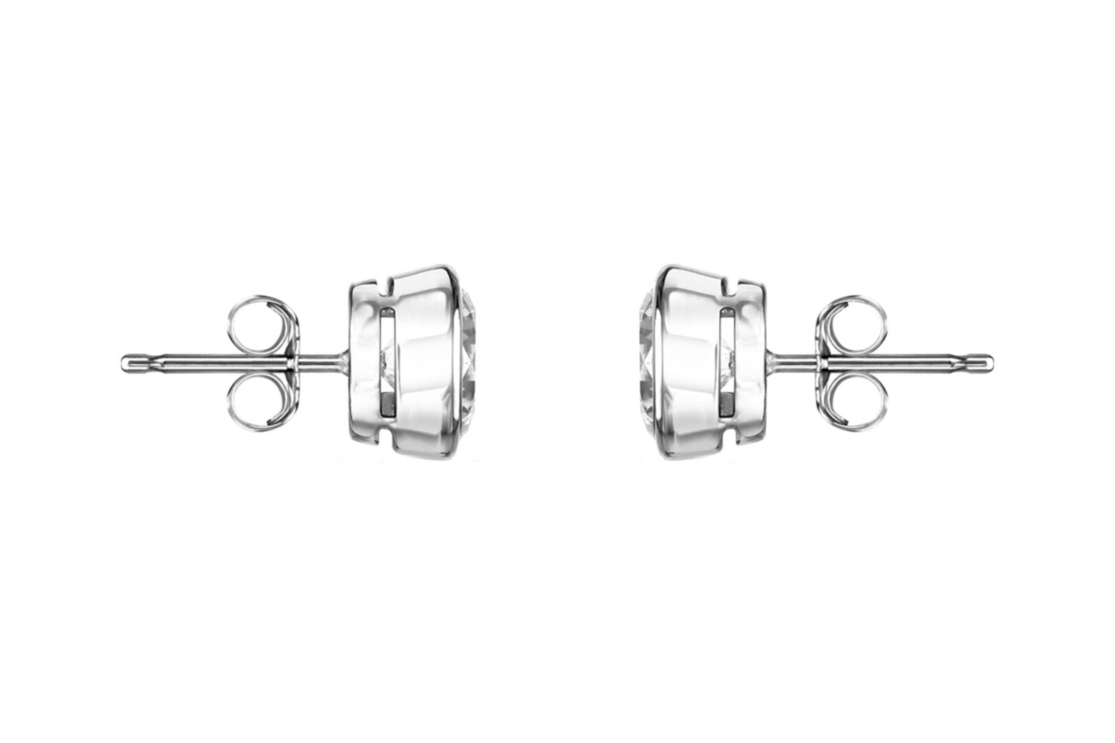 1/2 Ct round Lab Created Grown Diamond Earrings 18K White Gold D/VVS Bezel Push