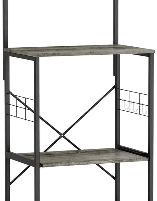 Load image into Gallery viewer, Kitchen Bakers Rack Microwave Stand Kitchen Cart on Wheels Utility Storage Shelf with 10 Side Hooks Kitchen Organizer Shelves with Adjustable Feet
