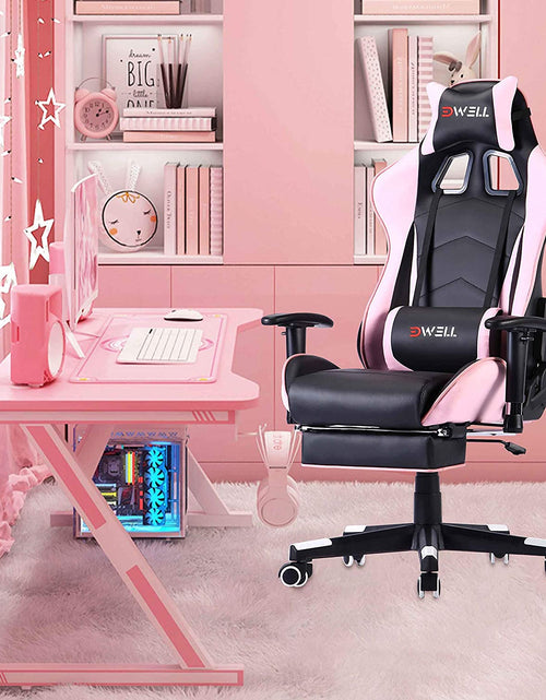 Load image into Gallery viewer, Pink Gaming Chair Ergonomic Computer Chair,Office Chair Gaming Massage Chair Gaming Chair with Footrest(Pink)
