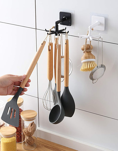 Load image into Gallery viewer, Self-Adhesive Kitchen Hooks for Hanging 360° Rotating, Waterproof Utility Hook Kitchen Towel Hooks Suction Cup Hook Holder for Bathroom Home, Stick on Wall Door Cabinet Hook for Hanging (White)
